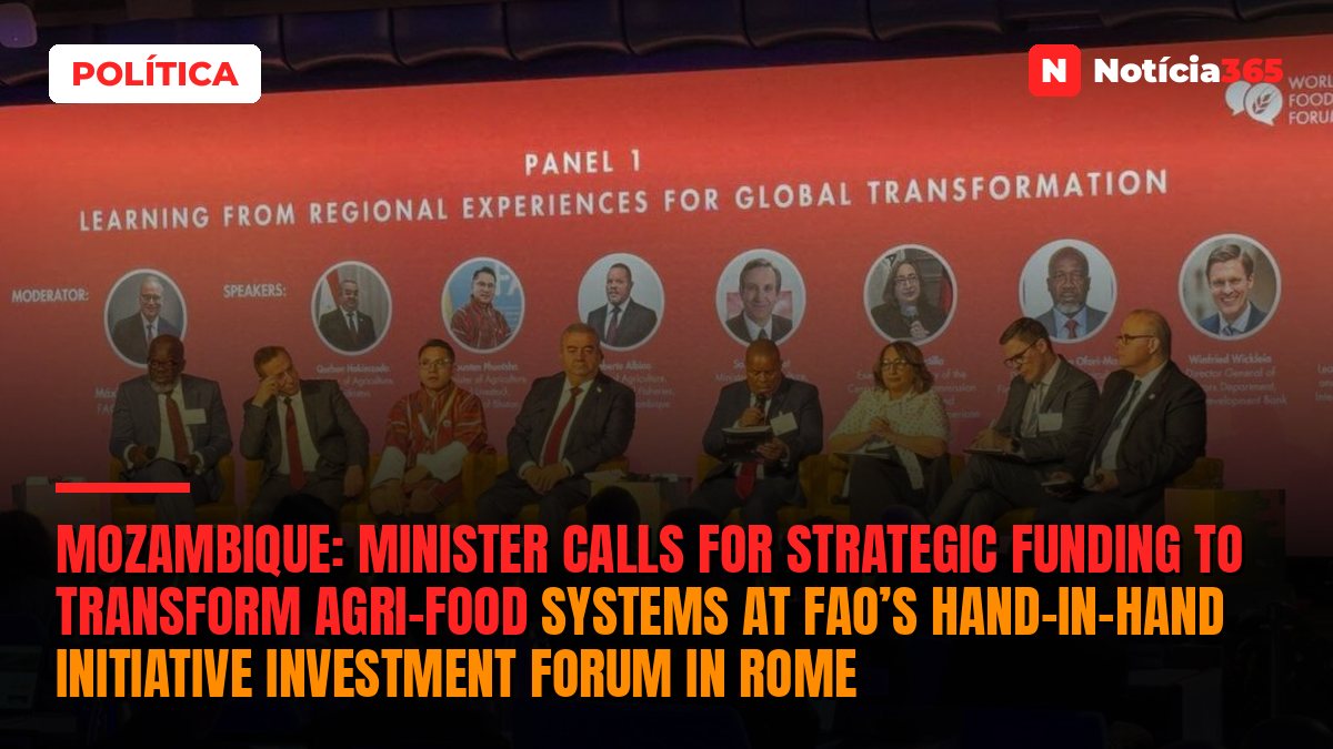 Mozambique: Minister calls for strategic funding to transform agri-food systems at FAO’s Hand-in-Hand Initiative Investment Forum in Rome