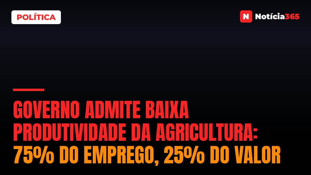 Governo Admite Baixa Produtividade da Agricultura: 75% do Emprego, 25% do Valor