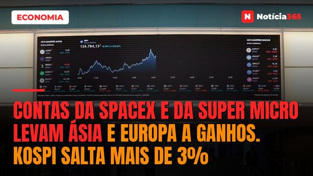 Contas da SpaceX e da Super Micro Levam Ásia e Europa a Ganhos. Kospi Salta Mais de 3%