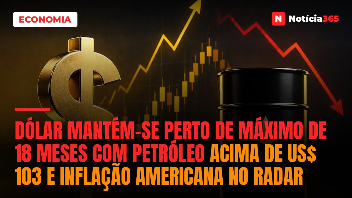 Dólar Mantém-se Perto de Máximo de 18 Meses Com Petróleo Acima de US$ 103 e Inflação Americana no Radar