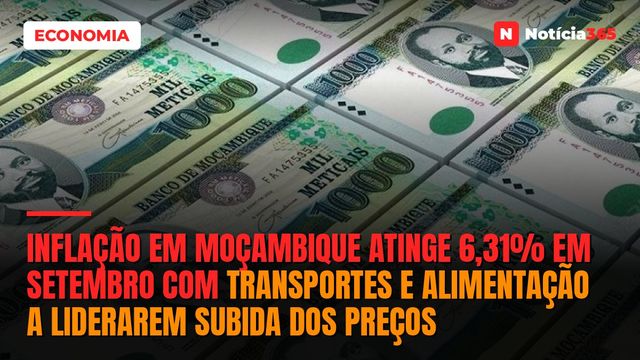 Inflação em Moçambique Atinge 6,31% em Setembro Com Transportes e Alimentação a Liderarem Subida dos Preços