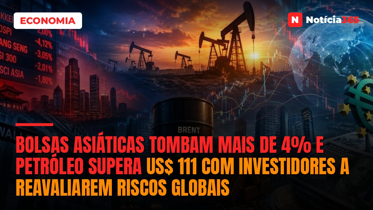 Bolsas Asiáticas Tombam Mais de 4% e Petróleo Supera US$ 111 Com Investidores a Reavaliarem Riscos Globais