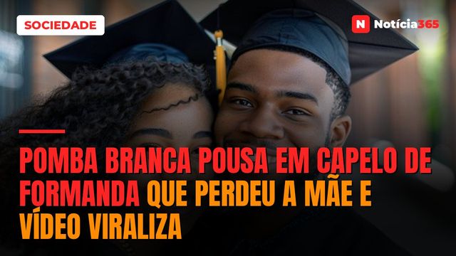 Pomba branca pousa em capelo de formanda que perdeu a mãe e vídeo viraliza